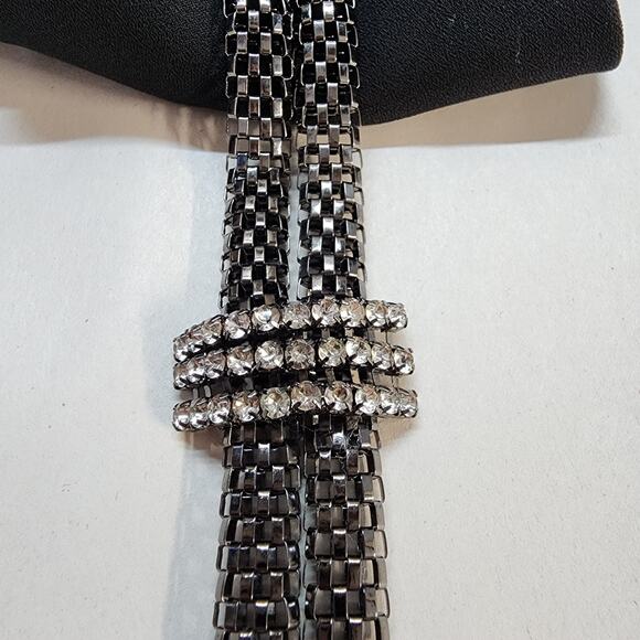 Poetry Sleeveless Chain Neck Blouse Size M Black Embellished Chiffon Rock Office - Picture 10 of 16